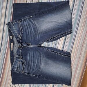 BKE Blue Boot Cut Jeans with Vintage Fading
